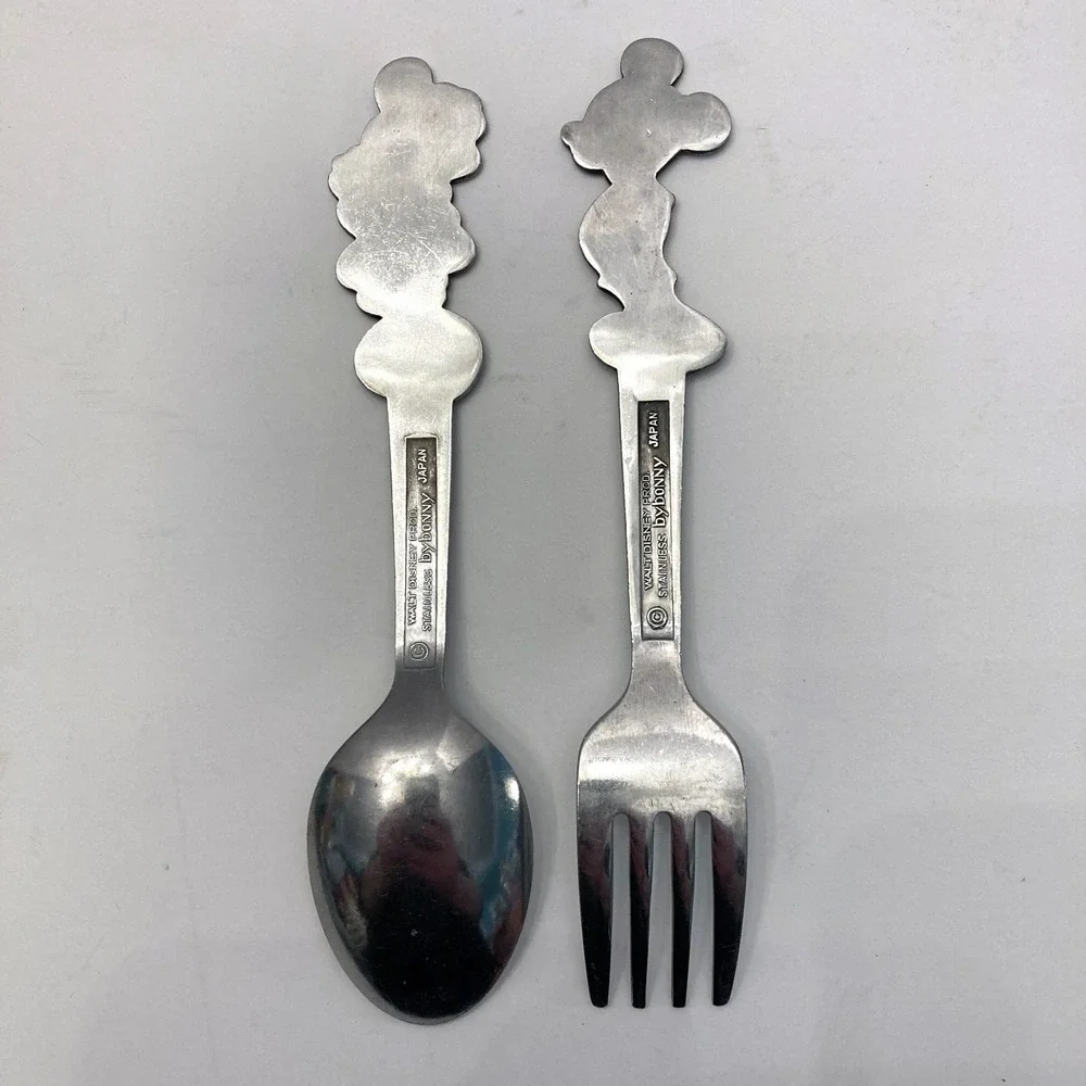 Walt Disney by Bonny Micky & Minnie Fork Spoon Toddler Stainless Japan Vintage